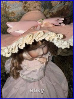 Antique German Kestner 154 Bisque Leather Body 26 Doll, sleepy eyes