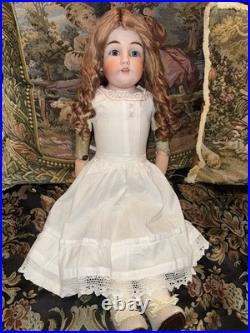 Antique German Kestner 154 Bisque Leather Body 26 Doll, sleepy eyes