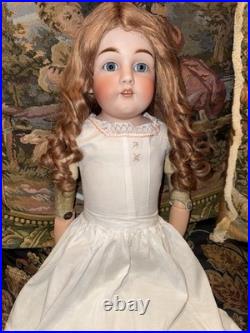 Antique German Kestner 154 Bisque Leather Body 26 Doll, sleepy eyes