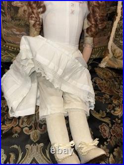Antique German Kestner 154 Bisque Leather Body 26 Doll, sleepy eyes