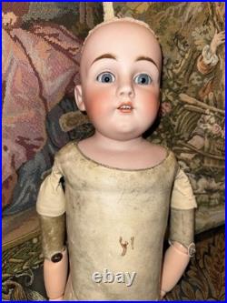 Antique German Kestner 154 Bisque Leather Body 26 Doll, sleepy eyes