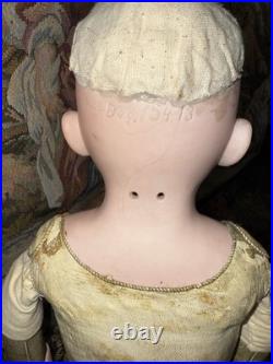 Antique German Kestner 154 Bisque Leather Body 26 Doll, sleepy eyes