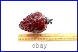 Antique German Kugel Red Cluster of Grapes Glass Ornament 4.25 Tall Vintage n1