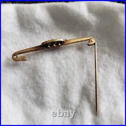 Antique German Ladies 14k Gold (acid tested) Pin Ruby & seed pearls (2 missing)