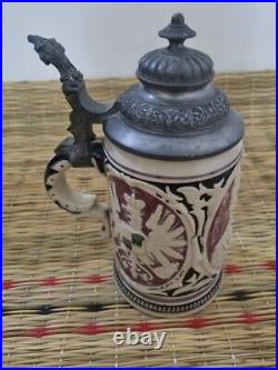 Antique German Lidded Beer Steins Vintage