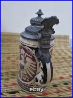 Antique German Lidded Beer Steins Vintage