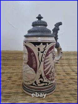 Antique German Lidded Beer Steins Vintage