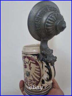 Antique German Lidded Beer Steins Vintage Antique German Lidded Beer Steins Vintage