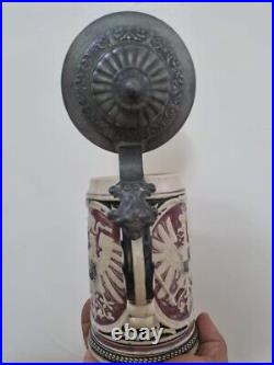 Antique German Lidded Beer Steins Vintage Antique German Lidded Beer Steins Vintage