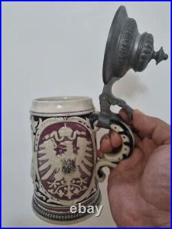 Antique German Lidded Beer Steins Vintage