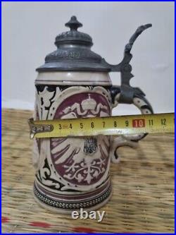 Antique German Lidded Beer Steins Vintage