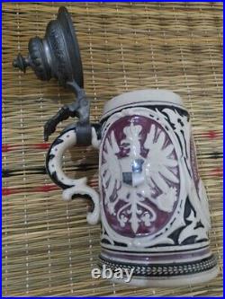 Antique German Lidded Beer Steins Vintage