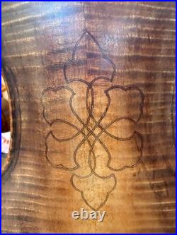 Antique German Lion Head Violin Carved Fleur-de-lis Back Coffin Case