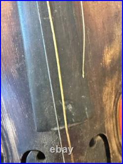 Antique German Lion Head Violin Carved Fleur-de-lis Back Coffin Case