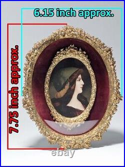 Antique German Litho Miniature Portrait in ormolu frame DAMAGED Antique German Litho Miniature Portrait in ormolu frame DAMAGED