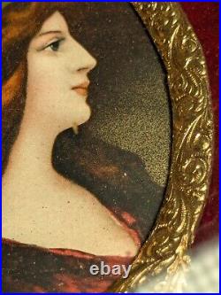 Antique German Litho Miniature Portrait in ormolu frame DAMAGED Antique German Litho Miniature Portrait in ormolu frame DAMAGED