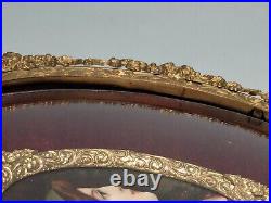 Antique German Litho Miniature Portrait in ormolu frame DAMAGED Antique German Litho Miniature Portrait in ormolu frame DAMAGED