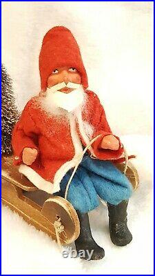 Antique German Made Belsnickle Santa Figure Clay Head, Boots & Hands 1910's