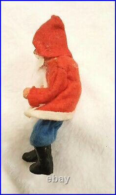 Antique German Made Belsnickle Santa Figure Clay Head, Boots & Hands 1910's
