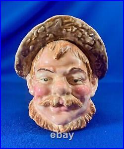 Antique German Majolica Tobacco Humidor Man In Tall Straw Hat 8h X 5.5 L Antique German Majolica Tobacco Humidor Man In Tall Straw Hat 8h X 5.5 L