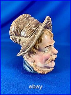 Antique German Majolica Tobacco Humidor Man In Tall Straw Hat 8h X 5.5 L Antique German Majolica Tobacco Humidor Man In Tall Straw Hat 8h X 5.5 L