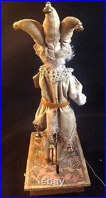 Antique German Mechanical Bisque Head Clown Character Pull Toy