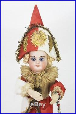 Antique German Mechanical Moving Bisque Head Doll Pull Toy ca1910