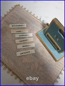 Antique German Metal Desk Perpetual Calendar Date Display 1950`s, Vintage