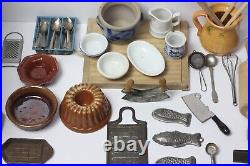 Antique German Miniature Baking Kitchen Accessories Large Complete Set, Germany Antique German Miniature Baking Kitchen Accessories Large Complete Set, Germany