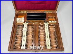 Antique German Optometrist Optical Ophthalmic Trial Lens Frames Set Wooden Box