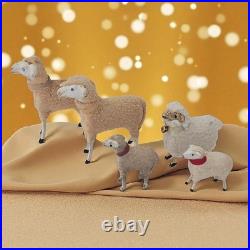 Antique German PUTZ Sheep Christmas Nativity Village Lot Wooly Match Stick Legs