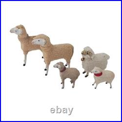 Antique German PUTZ Sheep Christmas Nativity Village Lot Wooly Match Stick Legs