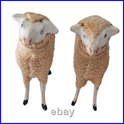 Antique German PUTZ Sheep Christmas Nativity Village Lot Wooly Match Stick Legs Antique German PUTZ Sheep Christmas Nativity Village Lot Wooly Match Stick Legs