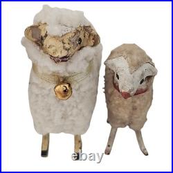 Antique German PUTZ Sheep Christmas Nativity Village Lot Wooly Match Stick Legs Antique German PUTZ Sheep Christmas Nativity Village Lot Wooly Match Stick Legs