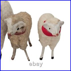 Antique German PUTZ Sheep Christmas Nativity Village Lot Wooly Match Stick Legs