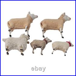 Antique German PUTZ Sheep Christmas Nativity Village Lot Wooly Match Stick Legs