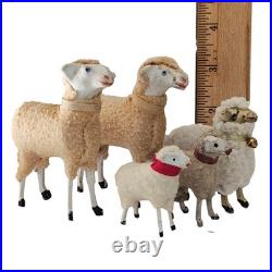 Antique German PUTZ Sheep Christmas Nativity Village Lot Wooly Match Stick Legs