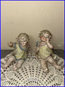 Antique German Pair Of Butterfly Piano Babies Baby LARGE 10 READ