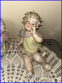 Antique German Pair Of Butterfly Piano Babies Baby LARGE 10 READ