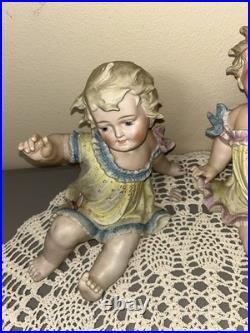 Antique German Pair Of Butterfly Piano Babies Baby LARGE 10 READ