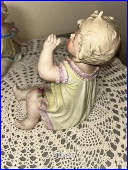 Antique German Pair Of Butterfly Piano Babies Baby LARGE 10 READ