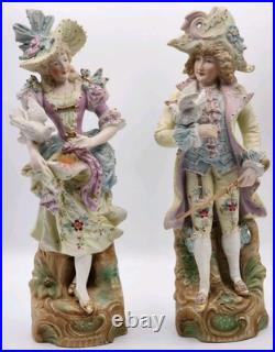 Antique German Pair of Bisque Victorian Man & Woman withDoves 12.5 OUTSTANDING Antique German Pair of Bisque Victorian Man & Woman withDoves 12.5 OUTSTANDING