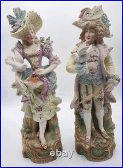 Antique German Pair of Bisque Victorian Man & Woman withDoves 12.5 OUTSTANDING Antique German Pair of Bisque Victorian Man & Woman withDoves 12.5 OUTSTANDING