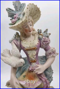 Antique German Pair of Bisque Victorian Man & Woman withDoves 12.5 OUTSTANDING Antique German Pair of Bisque Victorian Man & Woman withDoves 12.5 OUTSTANDING