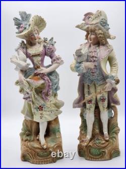 Antique German Pair of Bisque Victorian Man & Woman withDoves 12.5 OUTSTANDING Antique German Pair of Bisque Victorian Man & Woman withDoves 12.5 OUTSTANDING