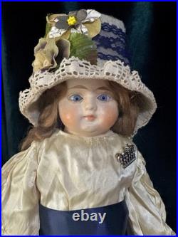 Antique German  Paper Mache 20 Doll with Glass Eyes