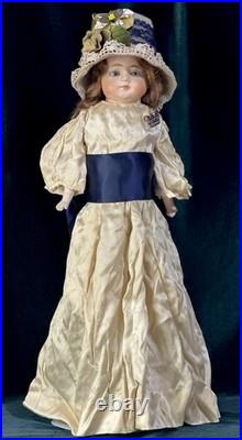 Antique German  Paper Mache 20 Doll with Glass Eyes