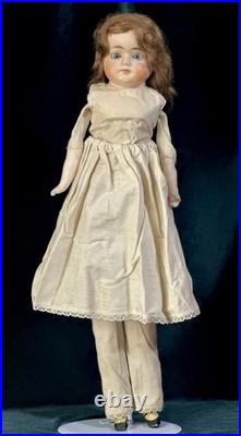 Antique German  Paper Mache 20 Doll with Glass Eyes