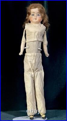 Antique German  Paper Mache 20 Doll with Glass Eyes