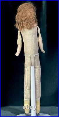 Antique German  Paper Mache 20 Doll with Glass Eyes